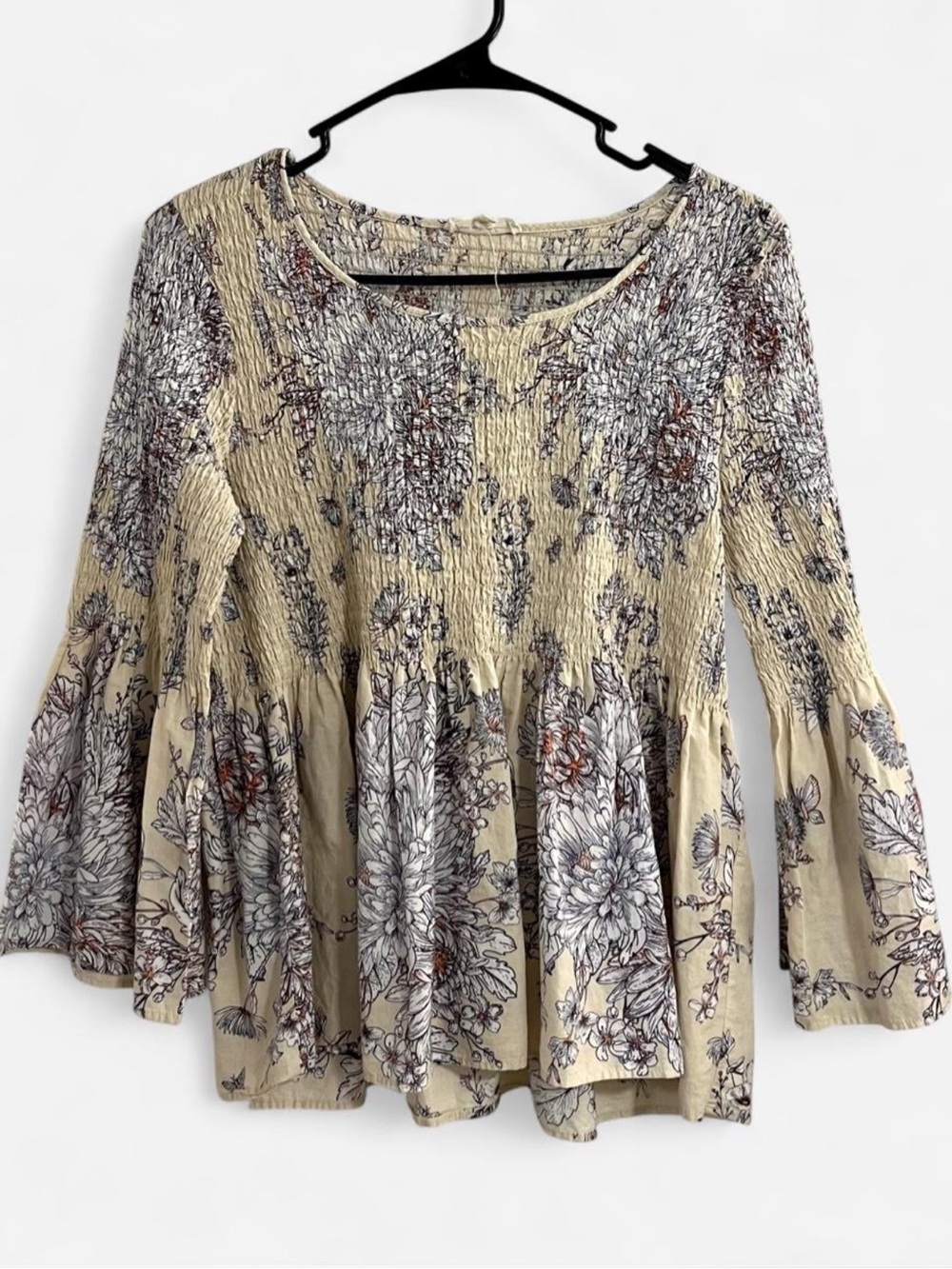 Jane and Delancey Floral Bell Sleeve Smocked Blouse